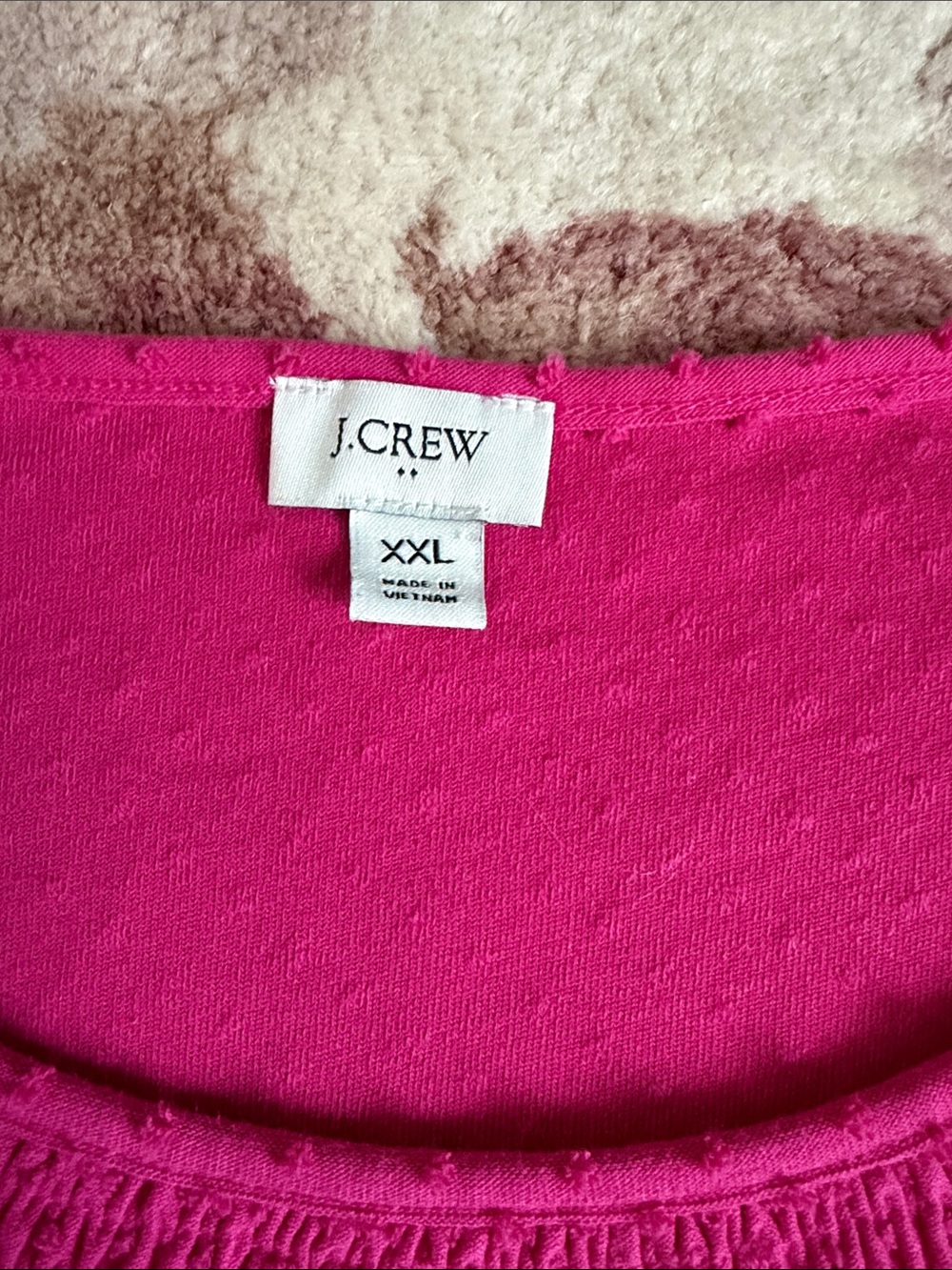 J. Crew Fuchsia Short Sleeve Swiss Dot Scoop Neck Top - Picture 3 of 6